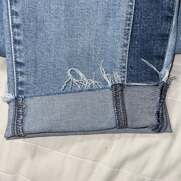 GAP 33/16 Blue Vintage Slim High Rise Light Wash Two Tone Stripe Raw Hem Jeans - Picture 16 of 16